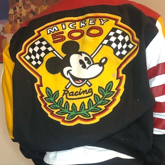 Vintage Mickey Mouse nascar racing varsity jacket leather - Picture 4 of 4